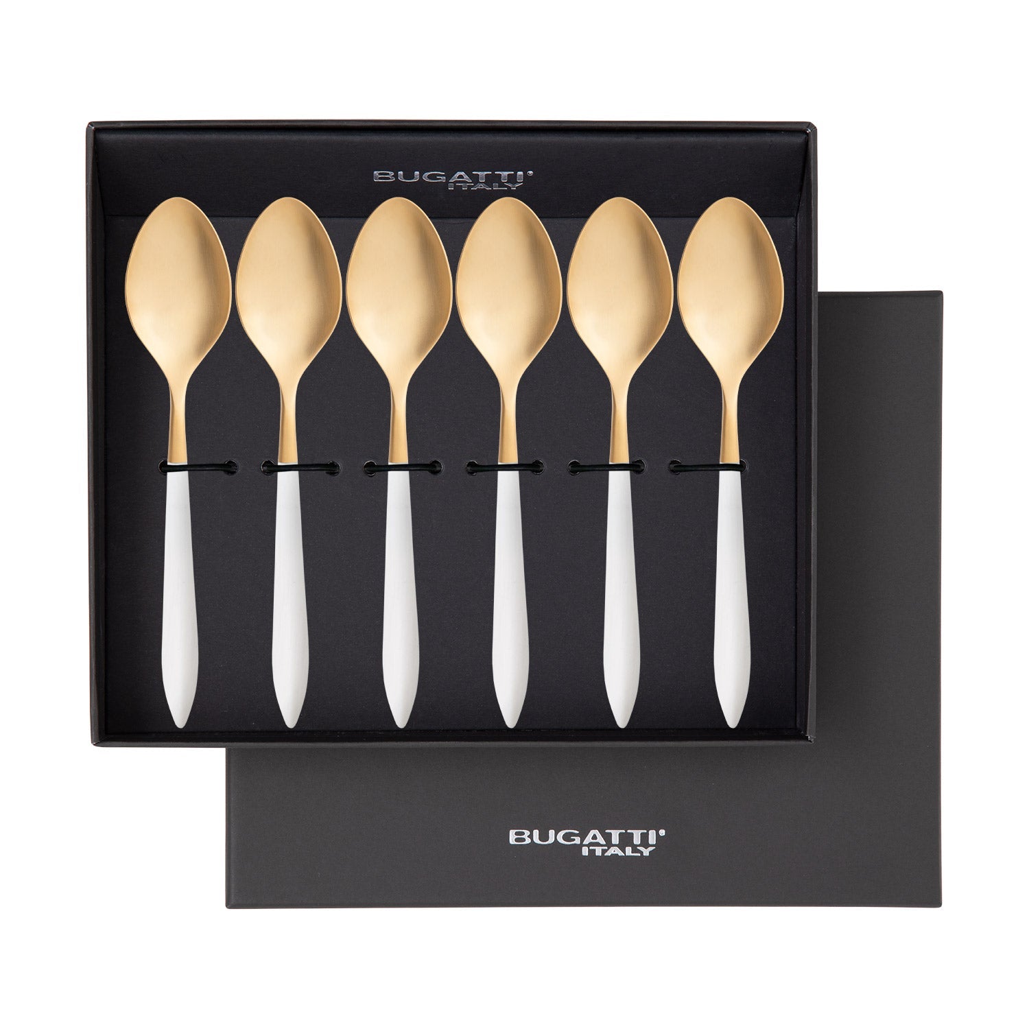 Ares Gold Coffee Spoon Set - White