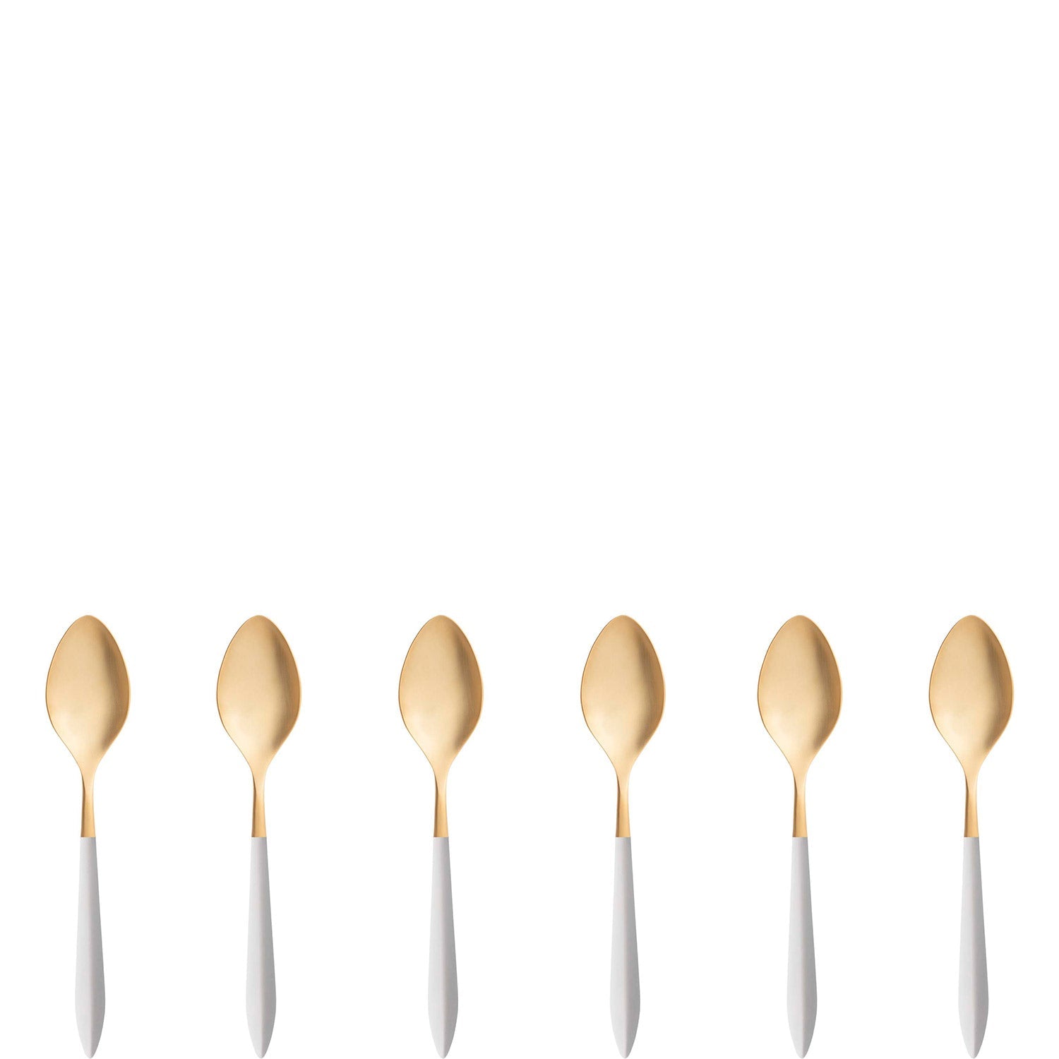 Ares Gold Moka Spoon Set - White