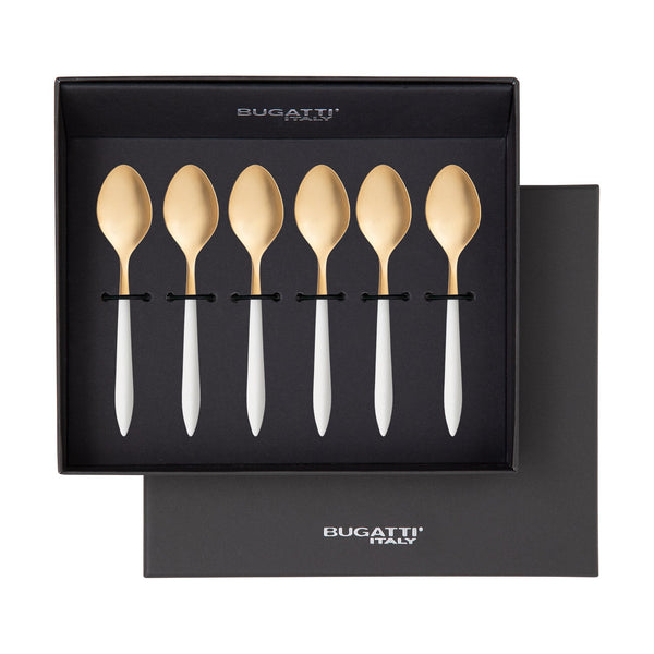 Ares Gold Moka Spoon Set - White