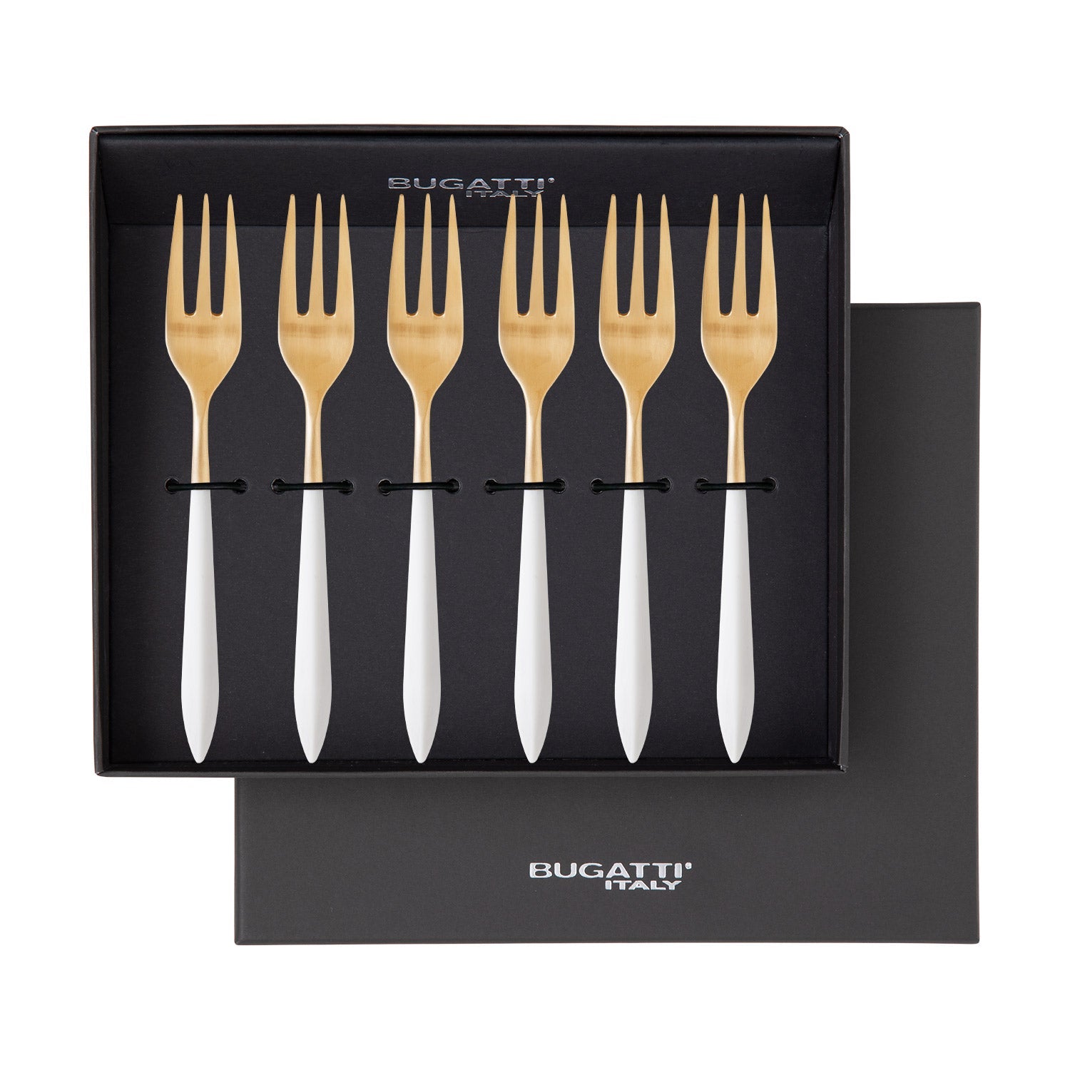 Ares Gold Cocktail / Cake Fork Set - White-Casa Bugatti USA