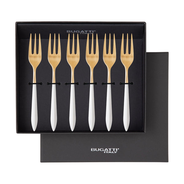 Ares Gold Cocktail / Cake Fork Set - White-Casa Bugatti USA