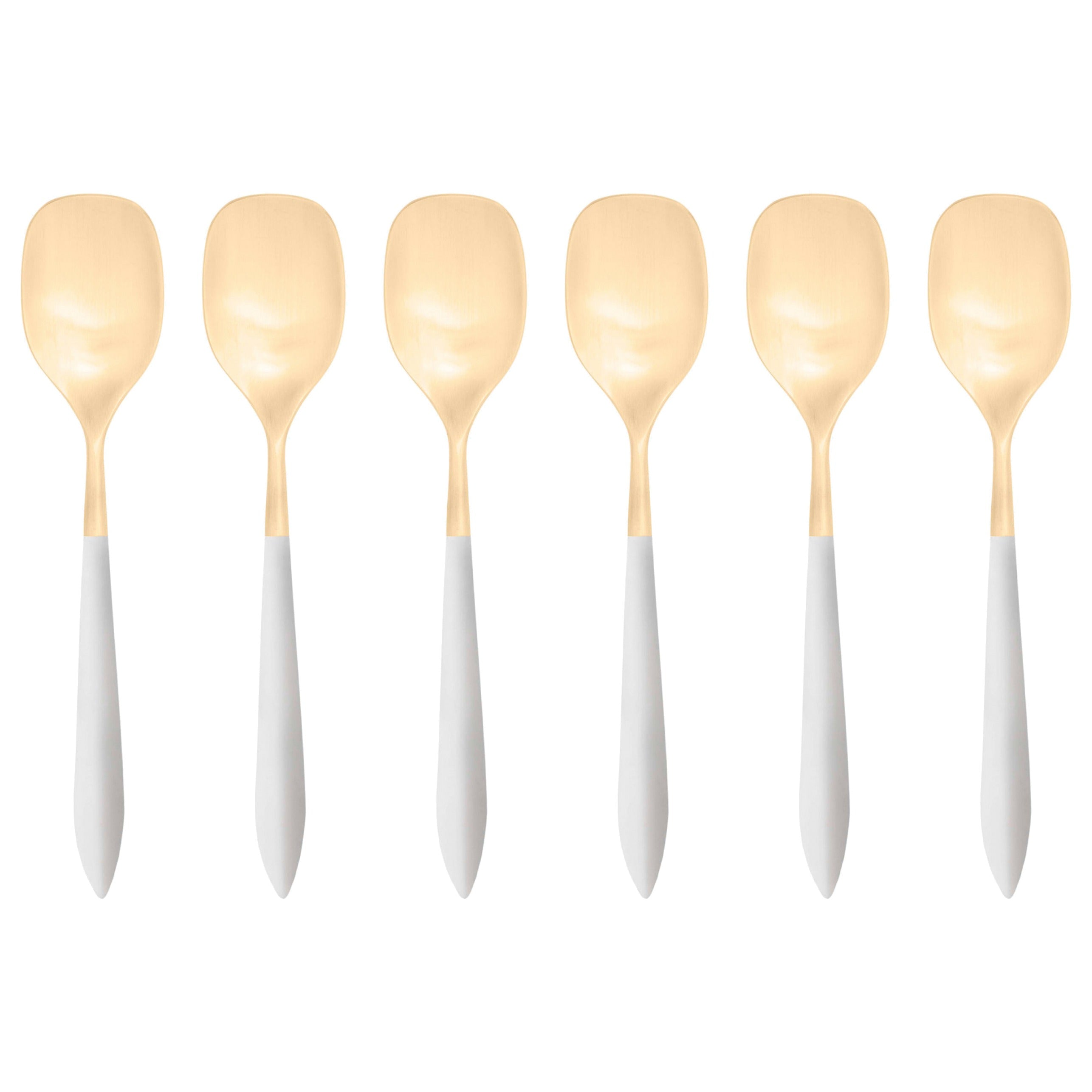 Ares Gold Ice Cream Spoon Set, White — Casa Bugatti