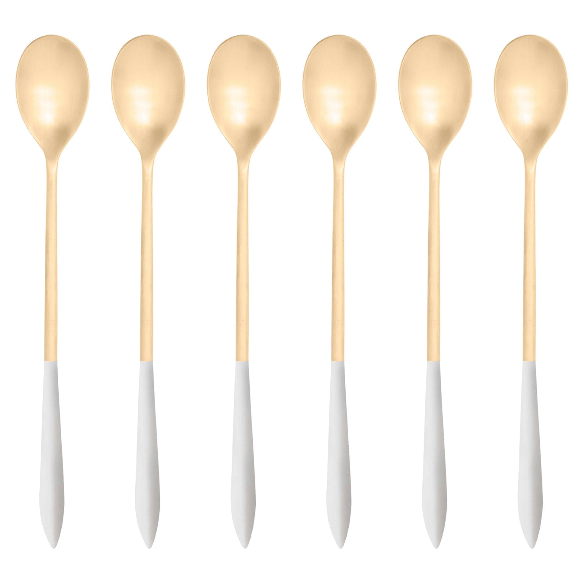Ares Gold Ice Tea Spoon Set - White-Casa Bugatti USA