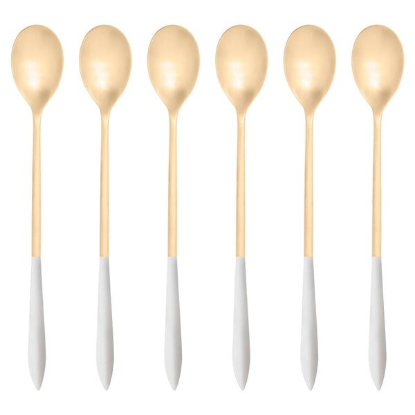 Ares Gold Ice Tea Spoon Set - White-Casa Bugatti USA