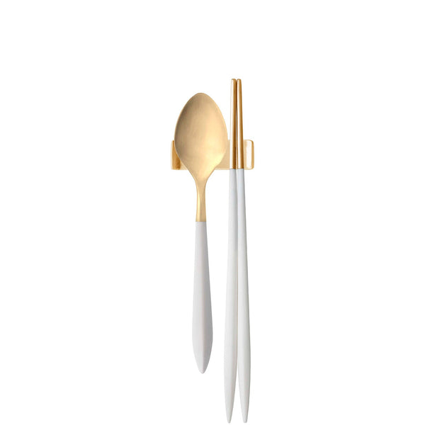 Ares Gold Chopstick's Set for 1 Person - White-Casa Bugatti USA
