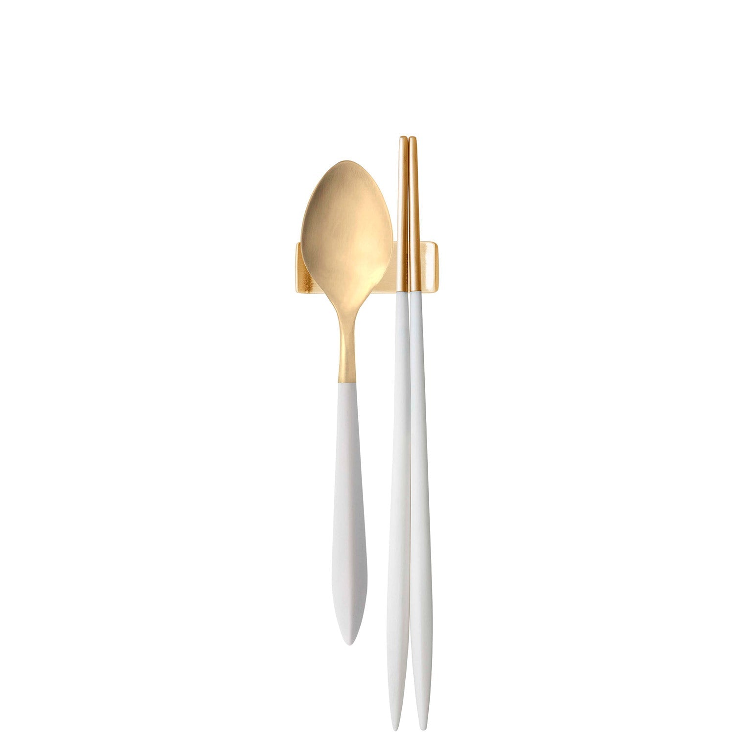 Ares Gold Chopstick's Set for 2 Persons - White-Casa Bugatti USA