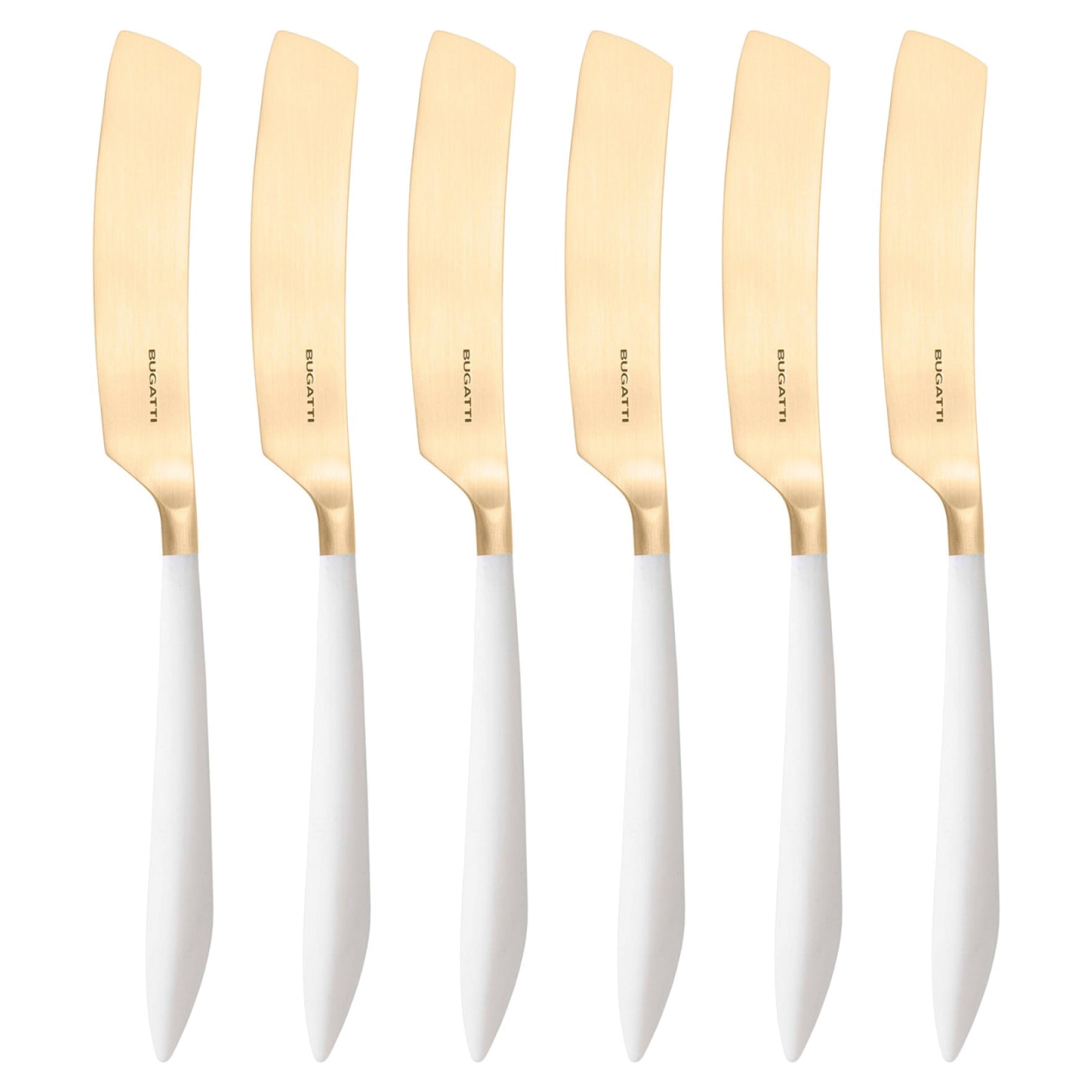 Ares Gold Butter Knife Set, White — Casa Bugatti