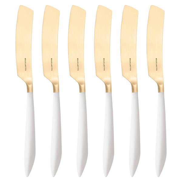 Ares Gold Butter Knife Set, White — Casa Bugatti