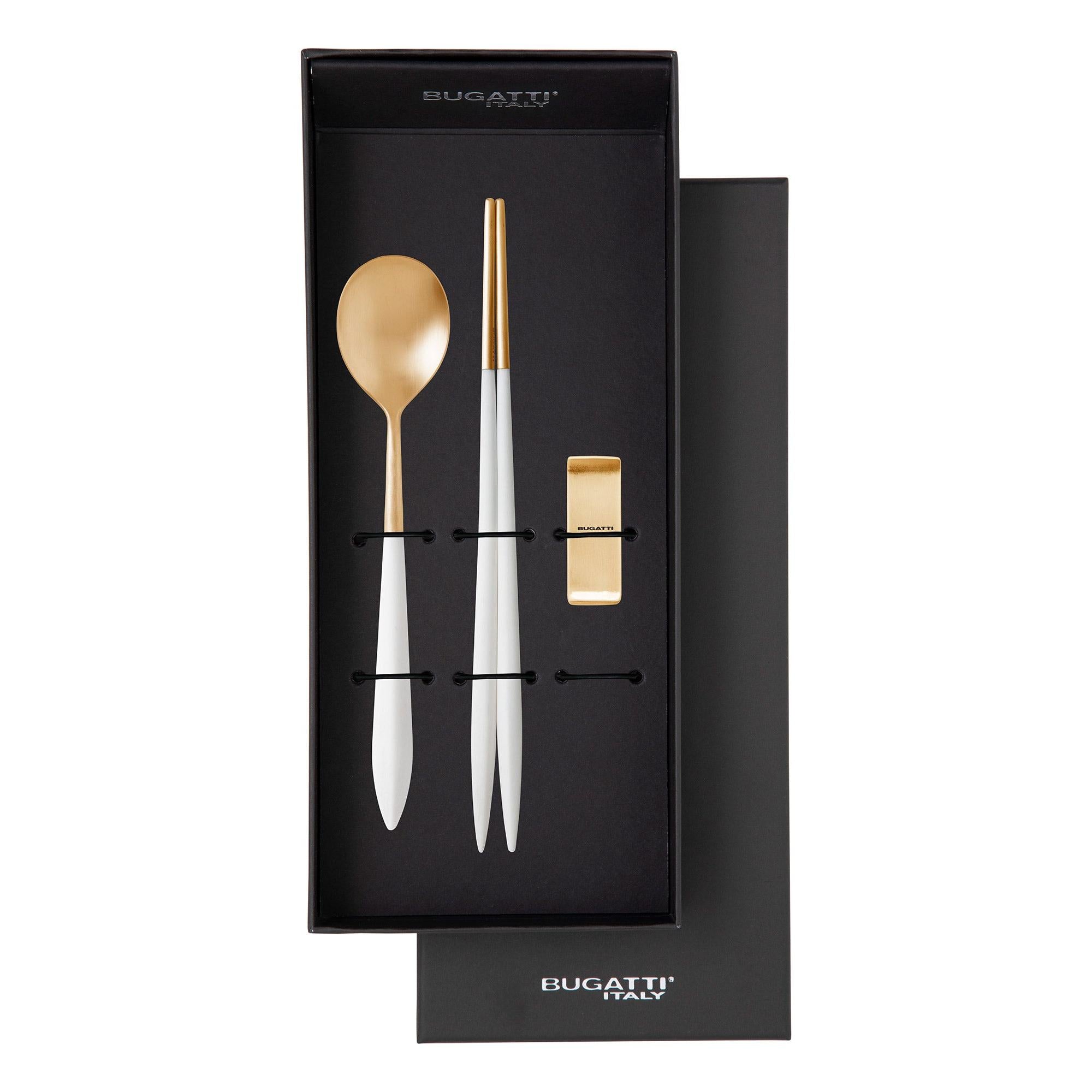 Ares Gold Chopstick's Set * for 1 Person - White-Casa Bugatti USA
