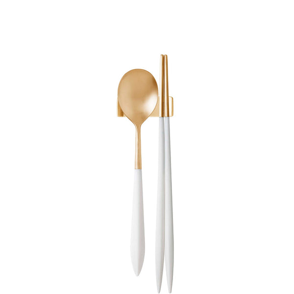 Ares Gold Chopstick's Set * for 1 Person - White-Casa Bugatti USA