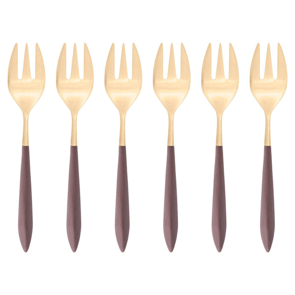 Ares Gold Oyster Fork Set, Brown — Casa Bugatti