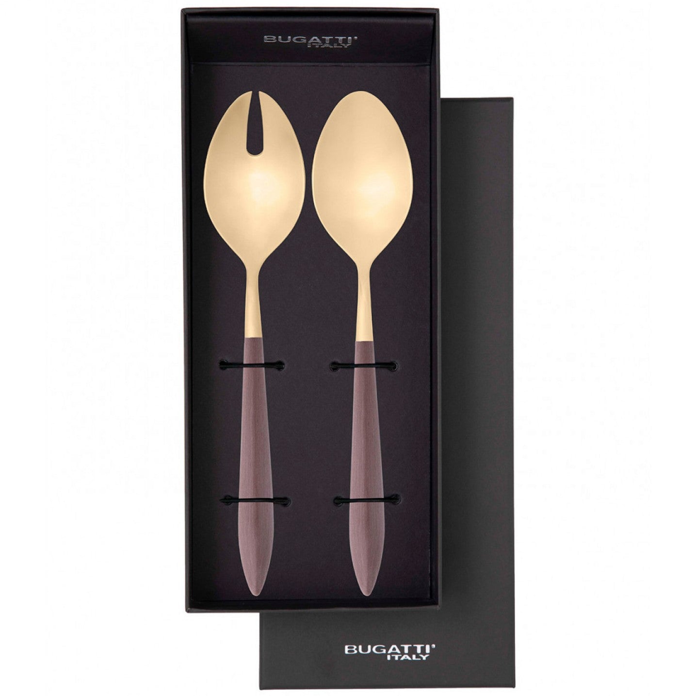 Ares Gold 2 Piece Salad Serving Set - Brown-Casa Bugatti USA