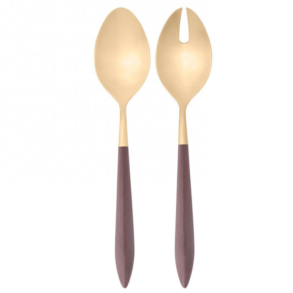 Ares Gold 2 Piece Salad Serving Set - Brown-Casa Bugatti USA