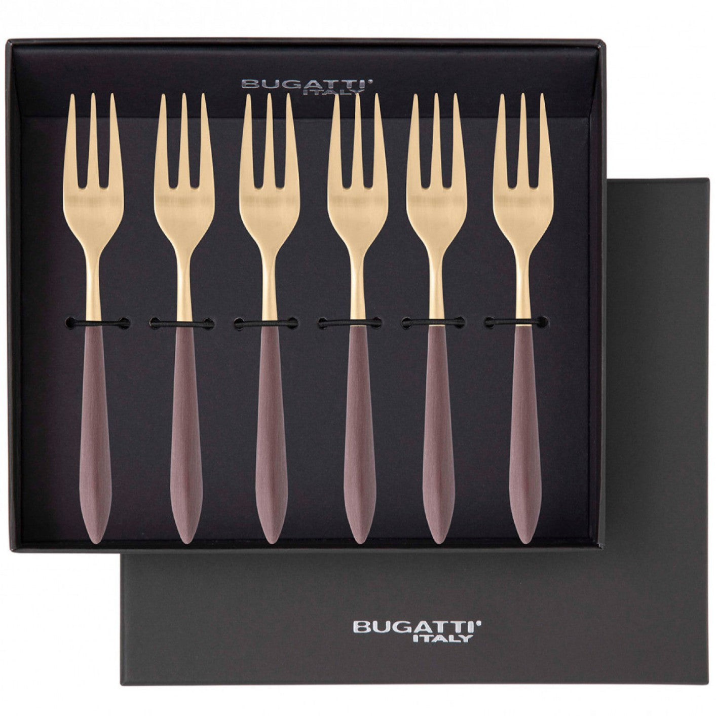 Ares Gold Cocktail / Cake Fork Set - Brown-Casa Bugatti USA