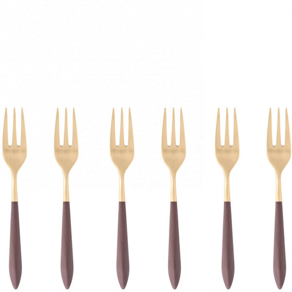 Ares Gold Cocktail / Cake Fork Set - Brown-Casa Bugatti USA