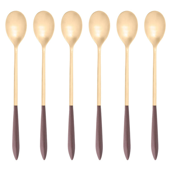 Ares Gold Ice Tea Spoon Set, Brown — Casa Bugatti