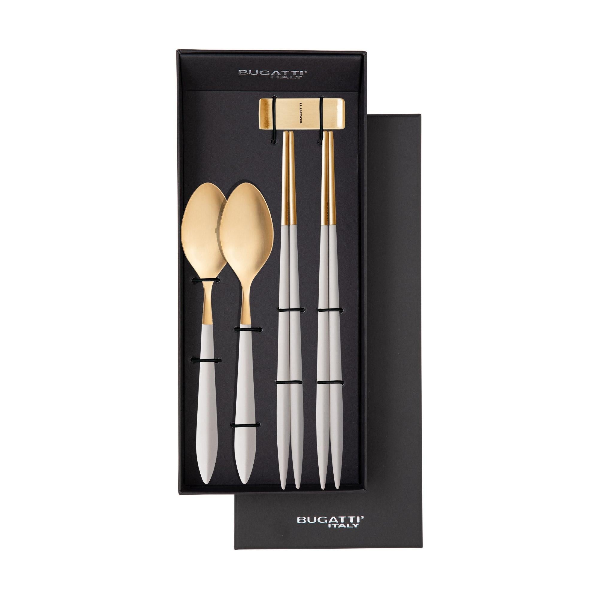 Ares Gold Chopstick's Set for 2 Persons - Ivory-Casa Bugatti USA