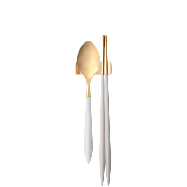 Ares Gold Chopstick's Set for 2 Persons - Ivory-Casa Bugatti USA