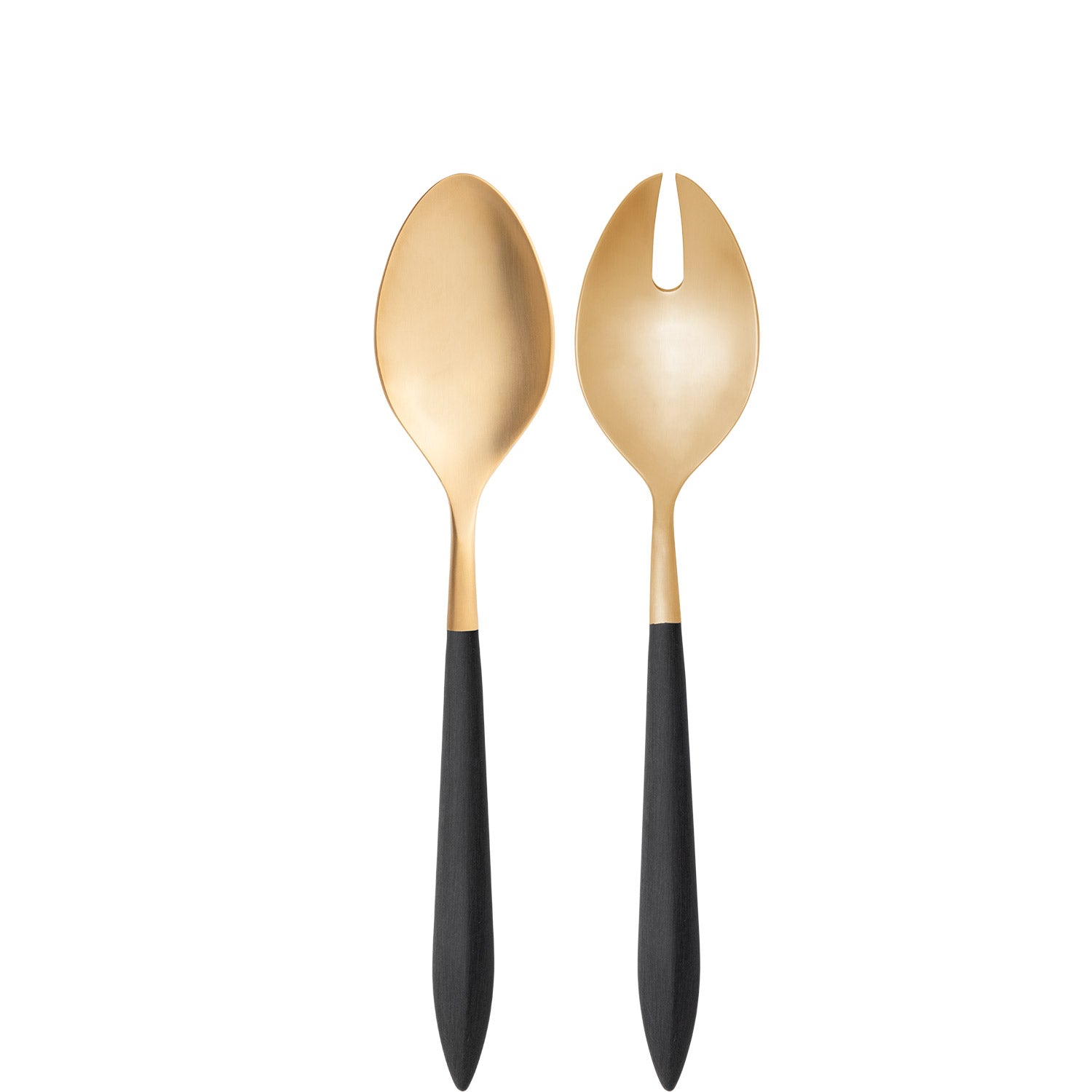Ares Gold 2 Piece Salad Serving Set - Black-Casa Bugatti USA
