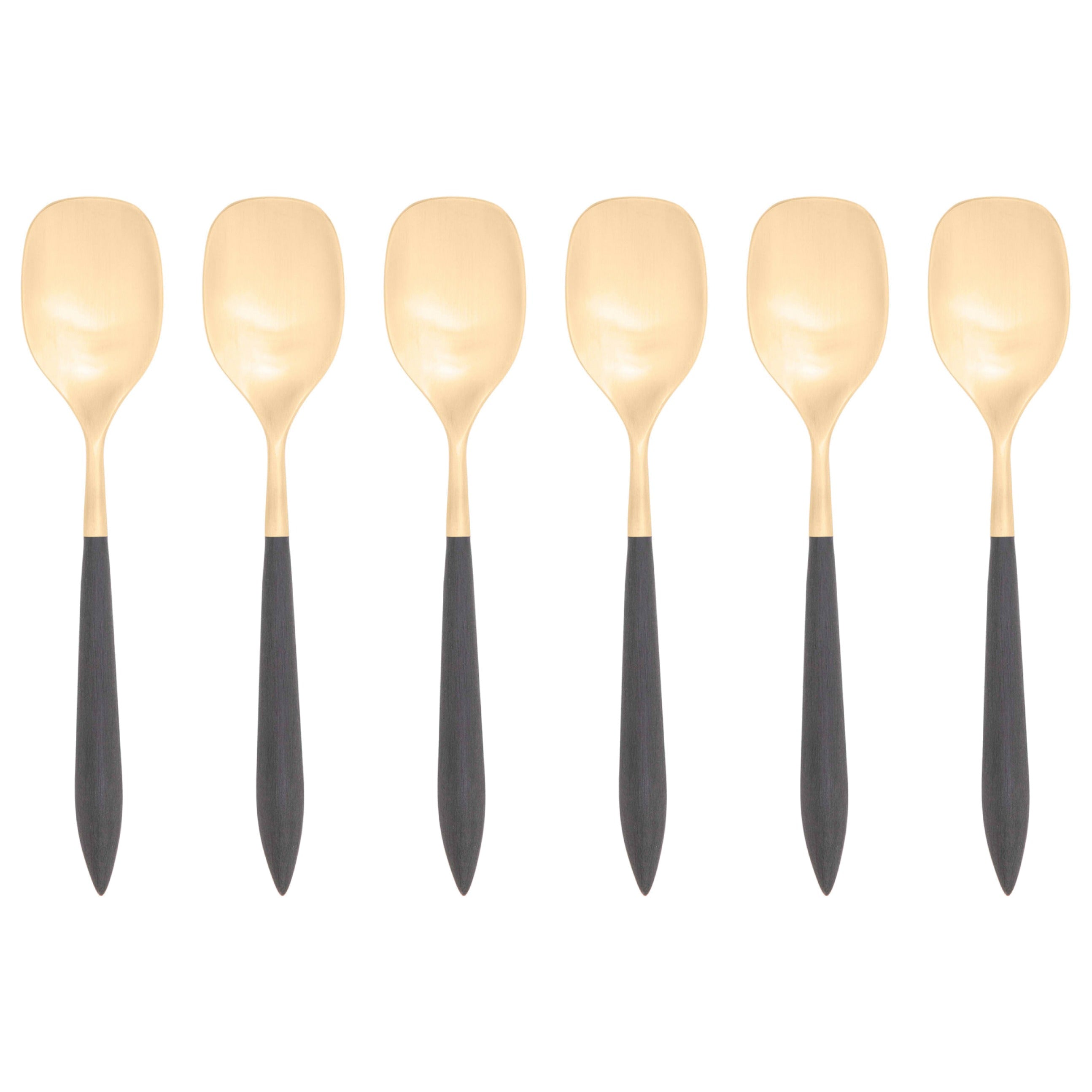 Ares Gold Ice Cream Spoon Set, Black — Casa Bugatti