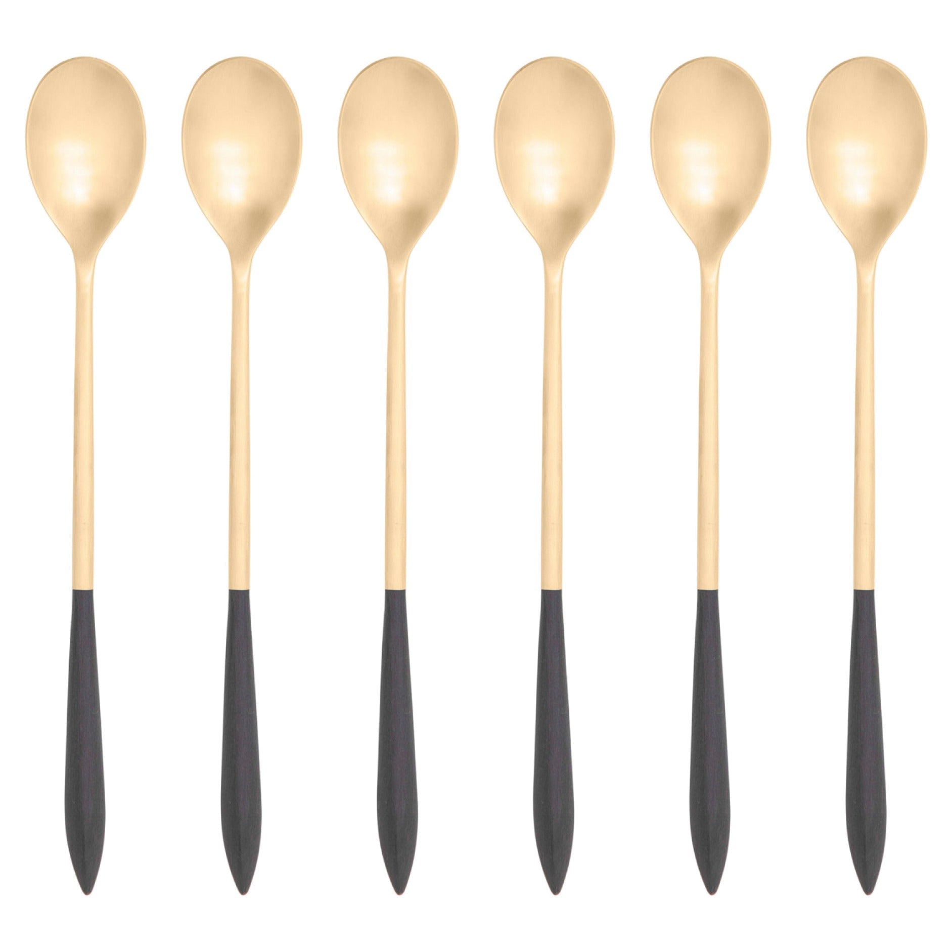Ares Gold Ice Tea Spoon Set - Black-Casa Bugatti USA