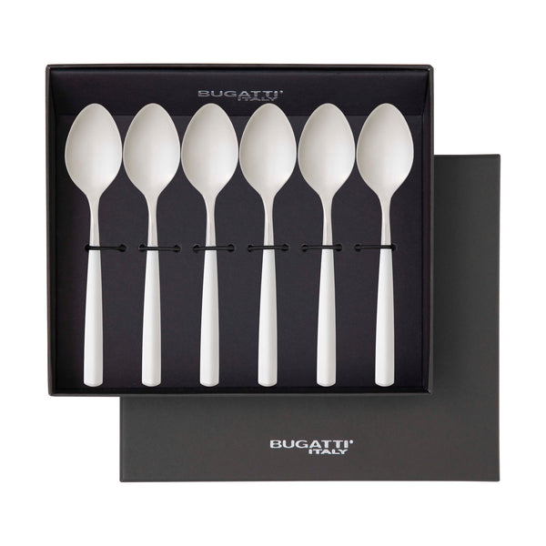 Athena Coffee Spoon Set, White Matte — Casa Bugatti