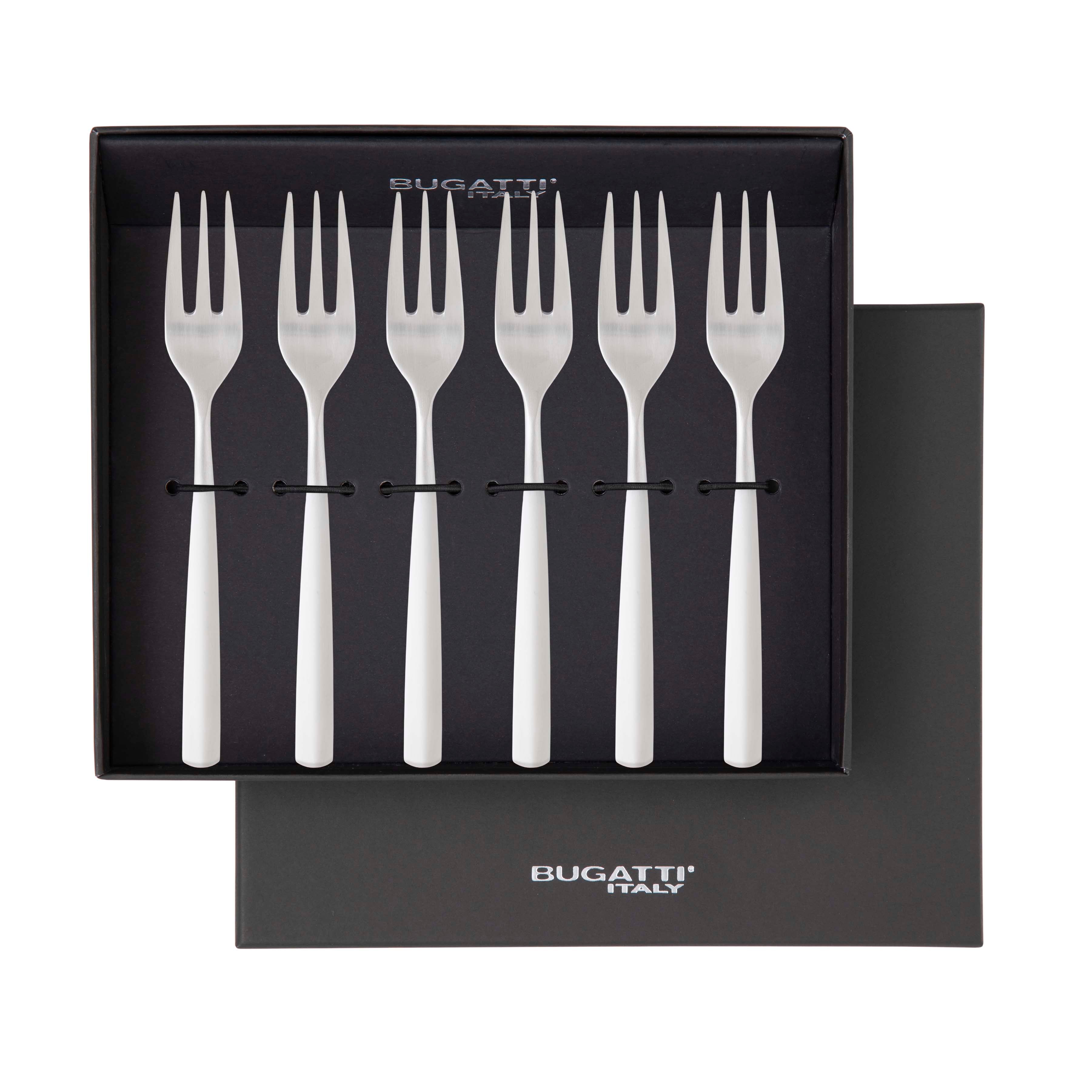 Athena Cocktail Fork Set, White Matte — Casa Bugatti