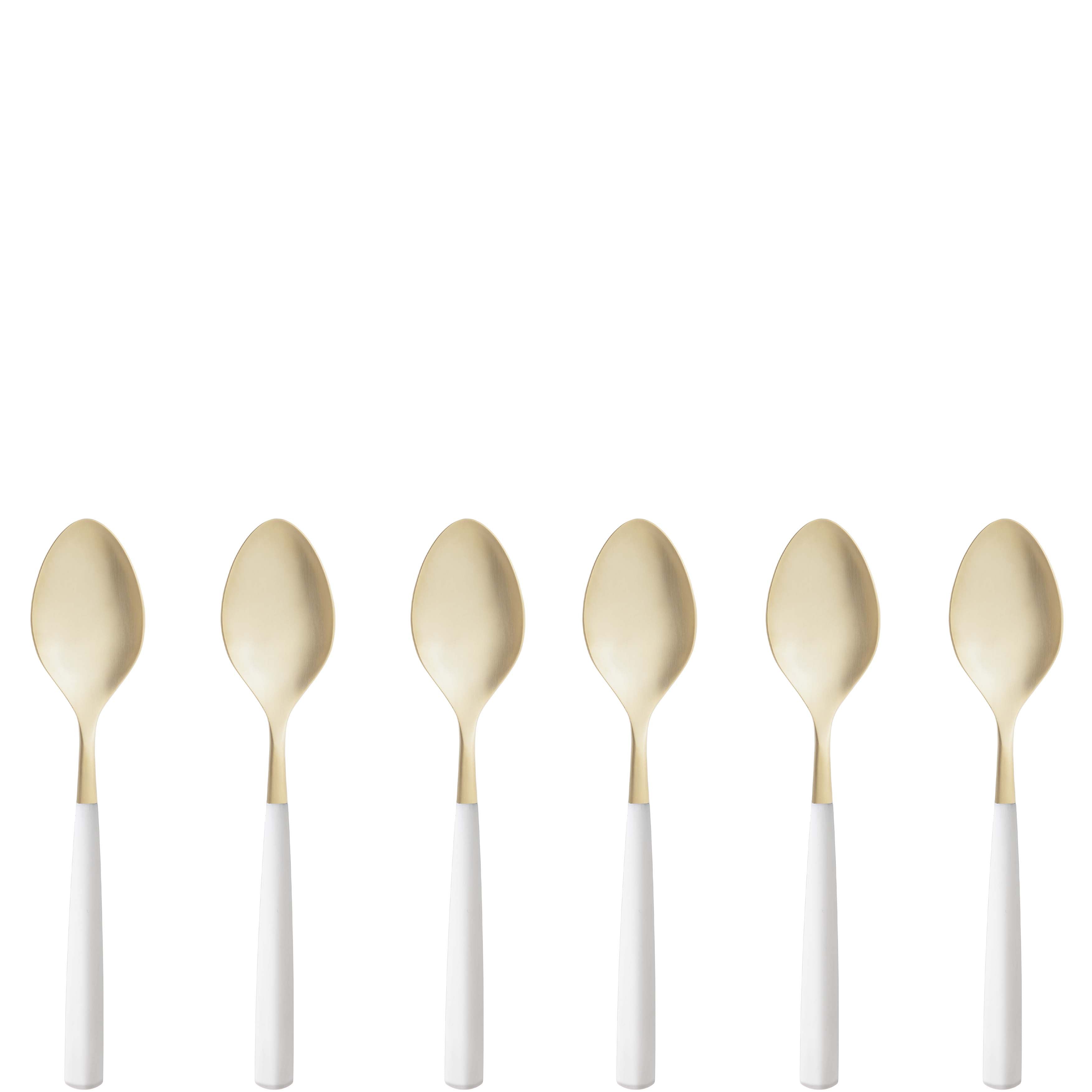 Athena Champagne Coffee Spoon Set, White Matte — Casa Bugatti
