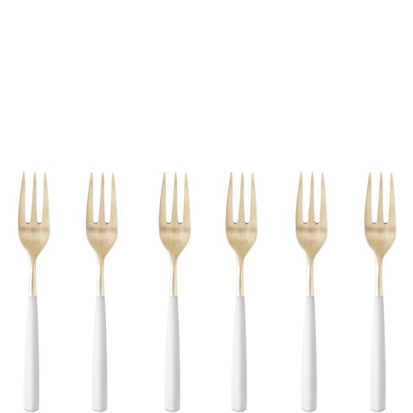 Athena Champagne Cocktail Fork Set, White Matte — Casa Bugatti