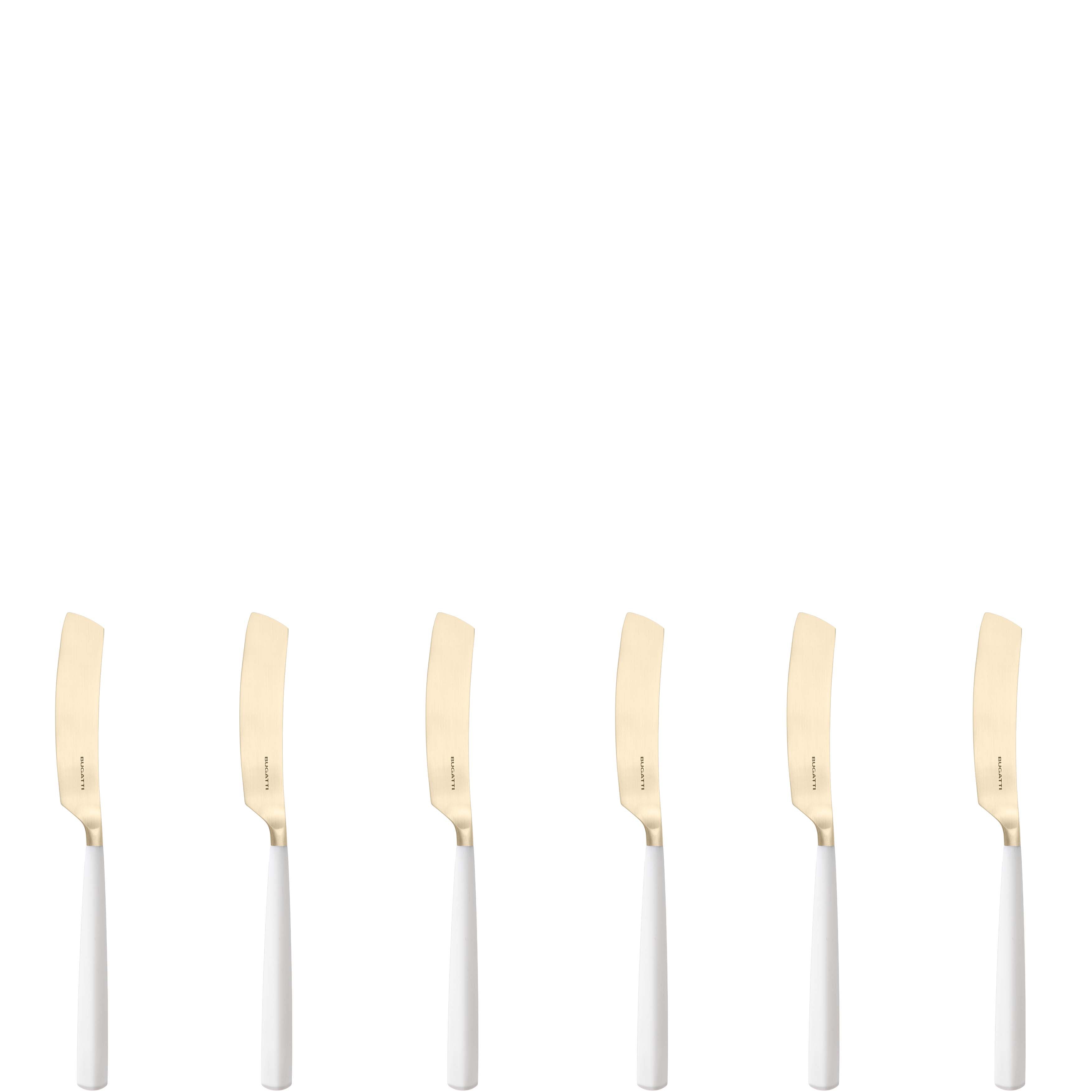 Athena Champagne Butter Knife Set, White Matte — Casa Bugatti