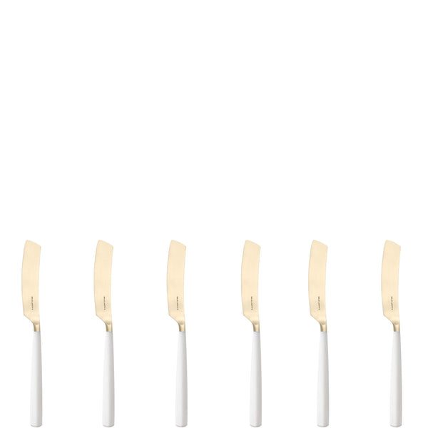 Athena Champagne Butter Knife Set, White Matte — Casa Bugatti