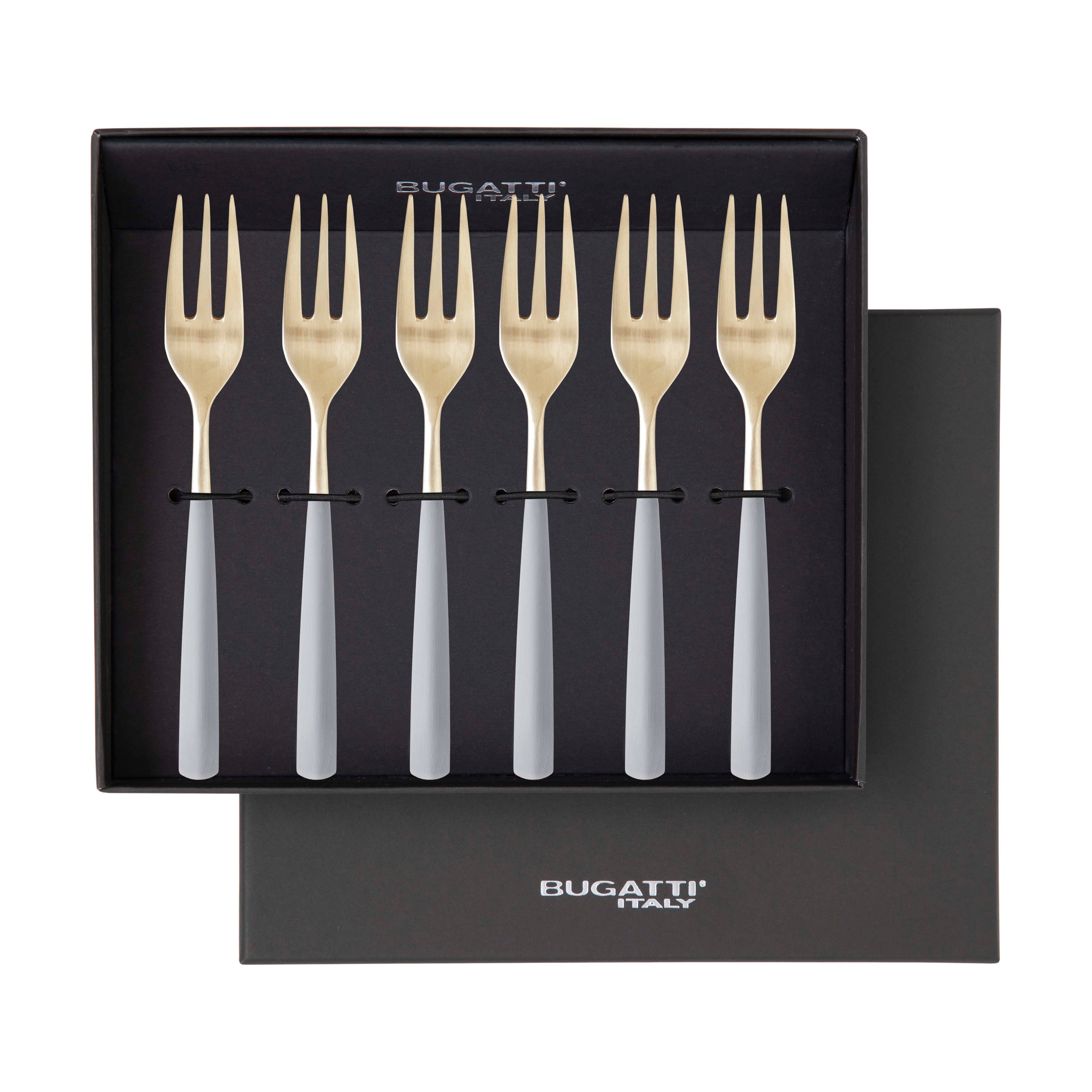 Athena Champagne Cocktail Fork Set, Gray Matte — Casa Bugatti