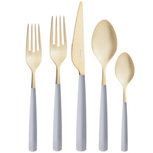 Athena Champagne 5 Piece Place Setting, Gray Matte — Casa Bugatti