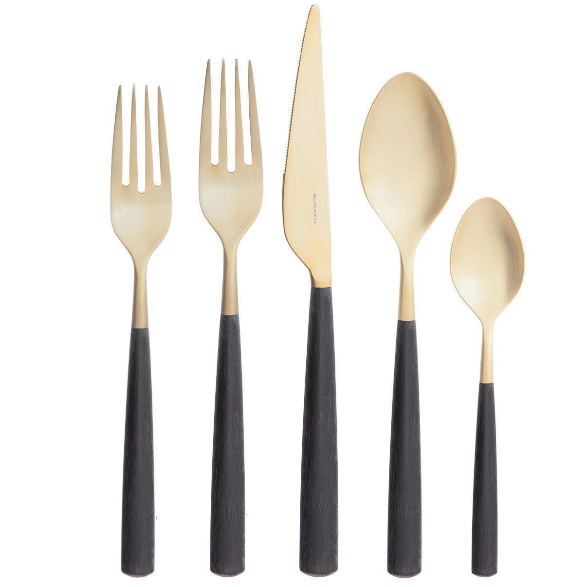 Athena Champagne 5 Piece Place Setting - Black Matte-Casa Bugatti USA