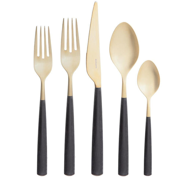 Athena Champagne 5 Piece Place Setting - Black Matte-Casa Bugatti USA