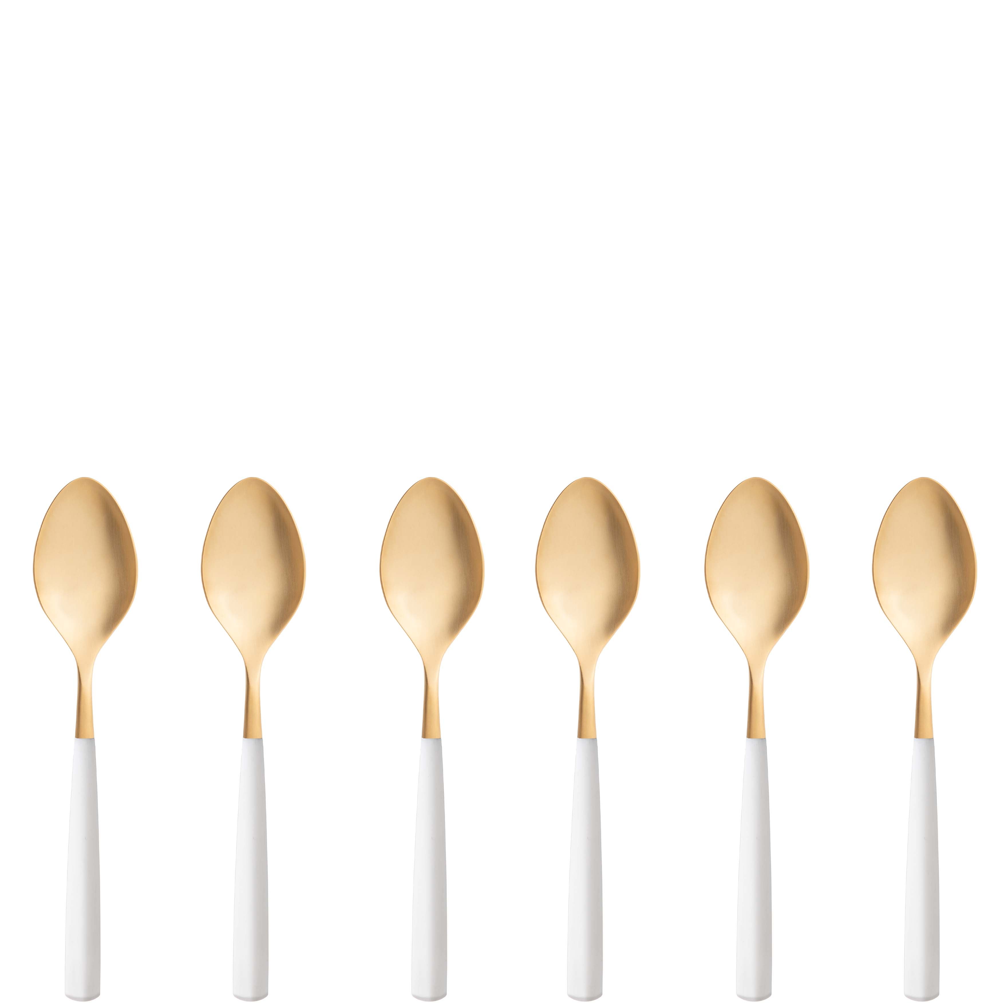 Athena Gold Coffee Spoon Set, White Matte — Casa Bugatti