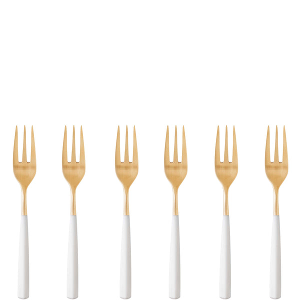 Athena Gold Cocktail Fork Set, White Matte — Casa Bugatti