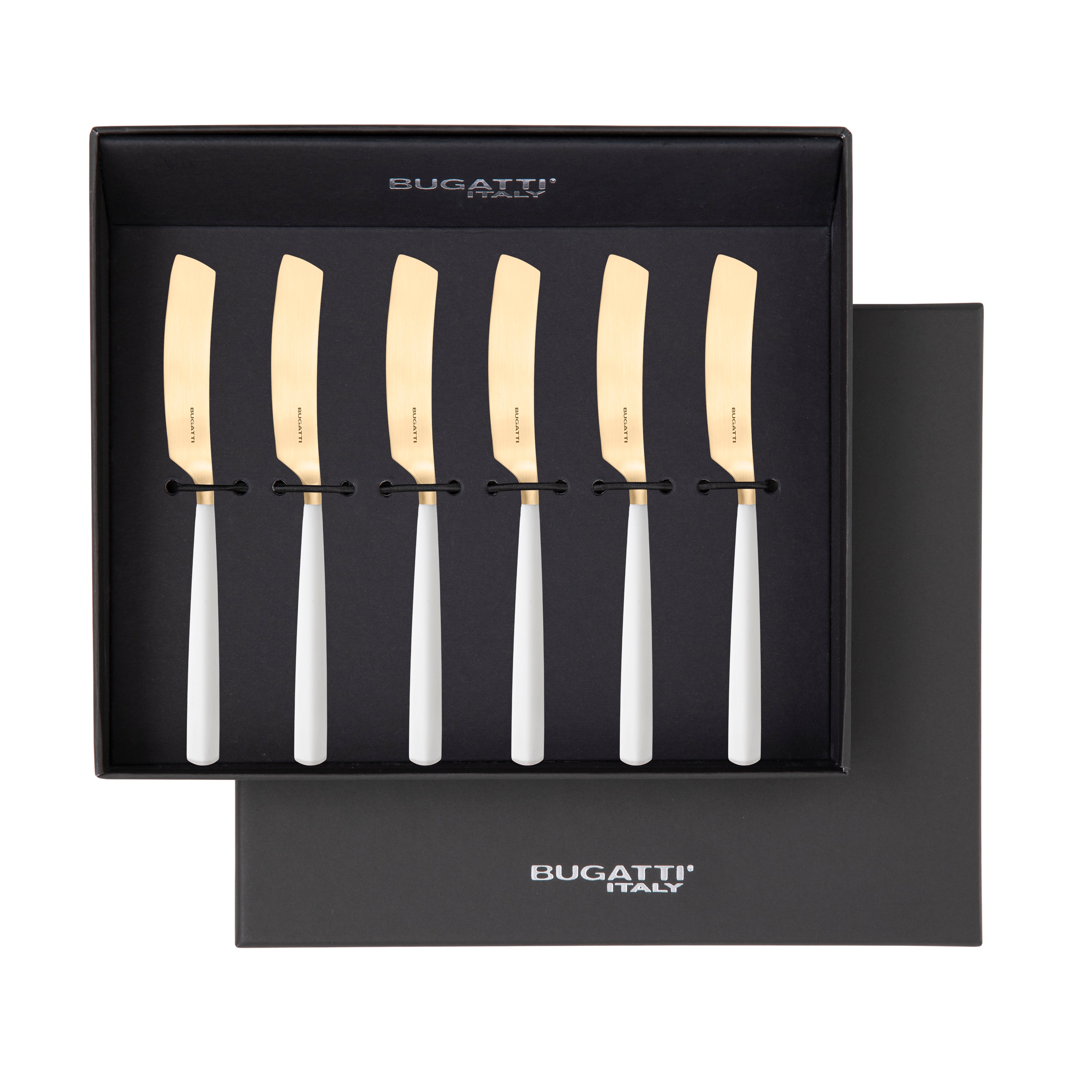 Athena Gold Butter Knife Set, White Matte — Casa Bugatti