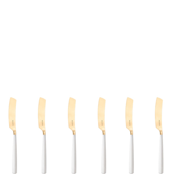 Athena Gold Butter Knife Set, White Matte — Casa Bugatti
