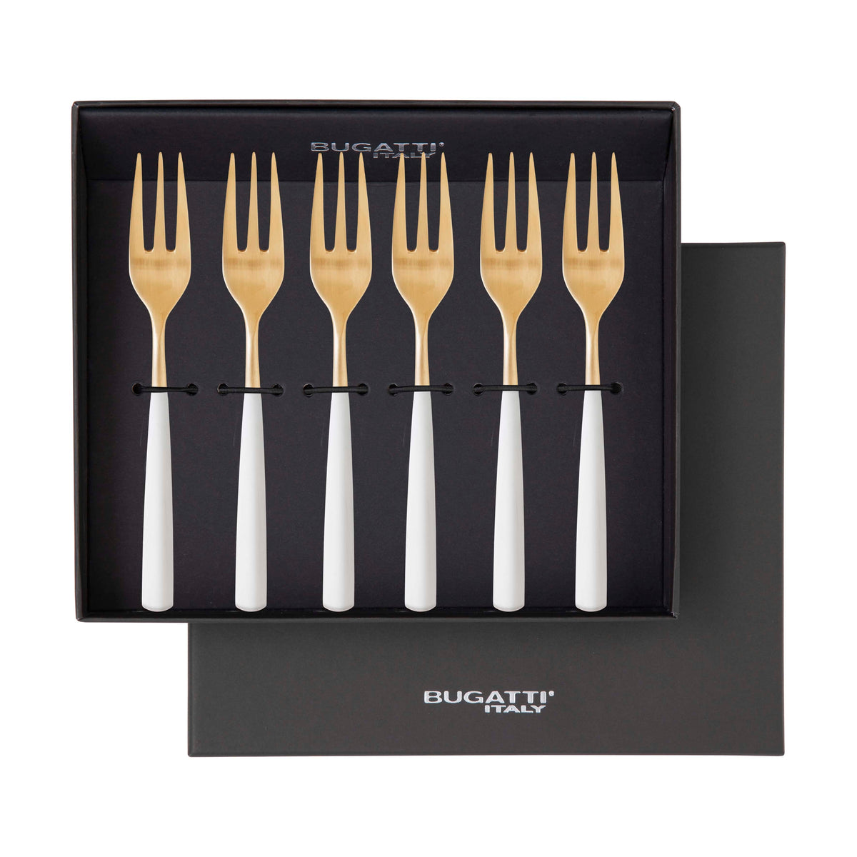 Athena Gold Cocktail Fork Set, Ivory Matte — Casa Bugatti