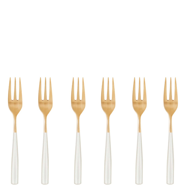 Athena Gold Cocktail Fork Set, Ivory Pearl — Casa Bugatti