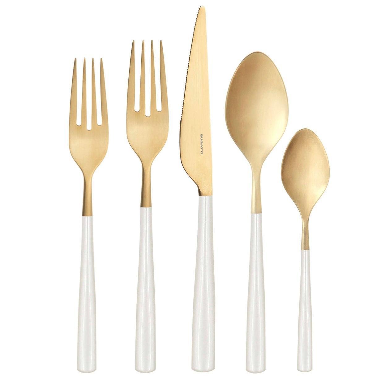 Athena Gold 5 Piece Place Setting, Ivory Pearl — Casa Bugatti