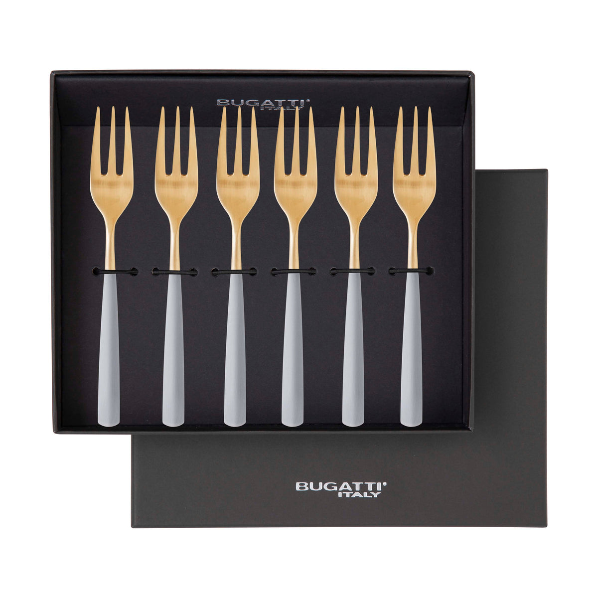 Athena Gold Cocktail Fork Set, Gray Matte — Casa Bugatti
