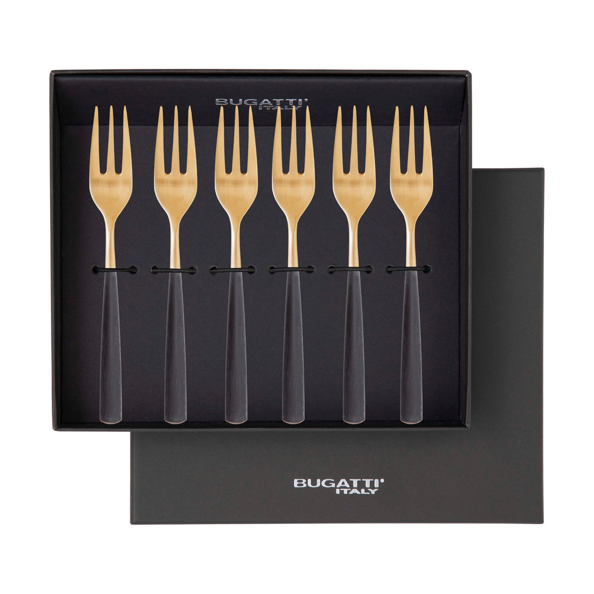 Athena Gold Cocktail Fork Set, Black Matte — Casa Bugatti