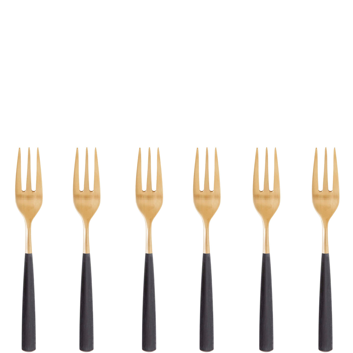 Athena Gold Cocktail Fork Set, Black Matte — Casa Bugatti