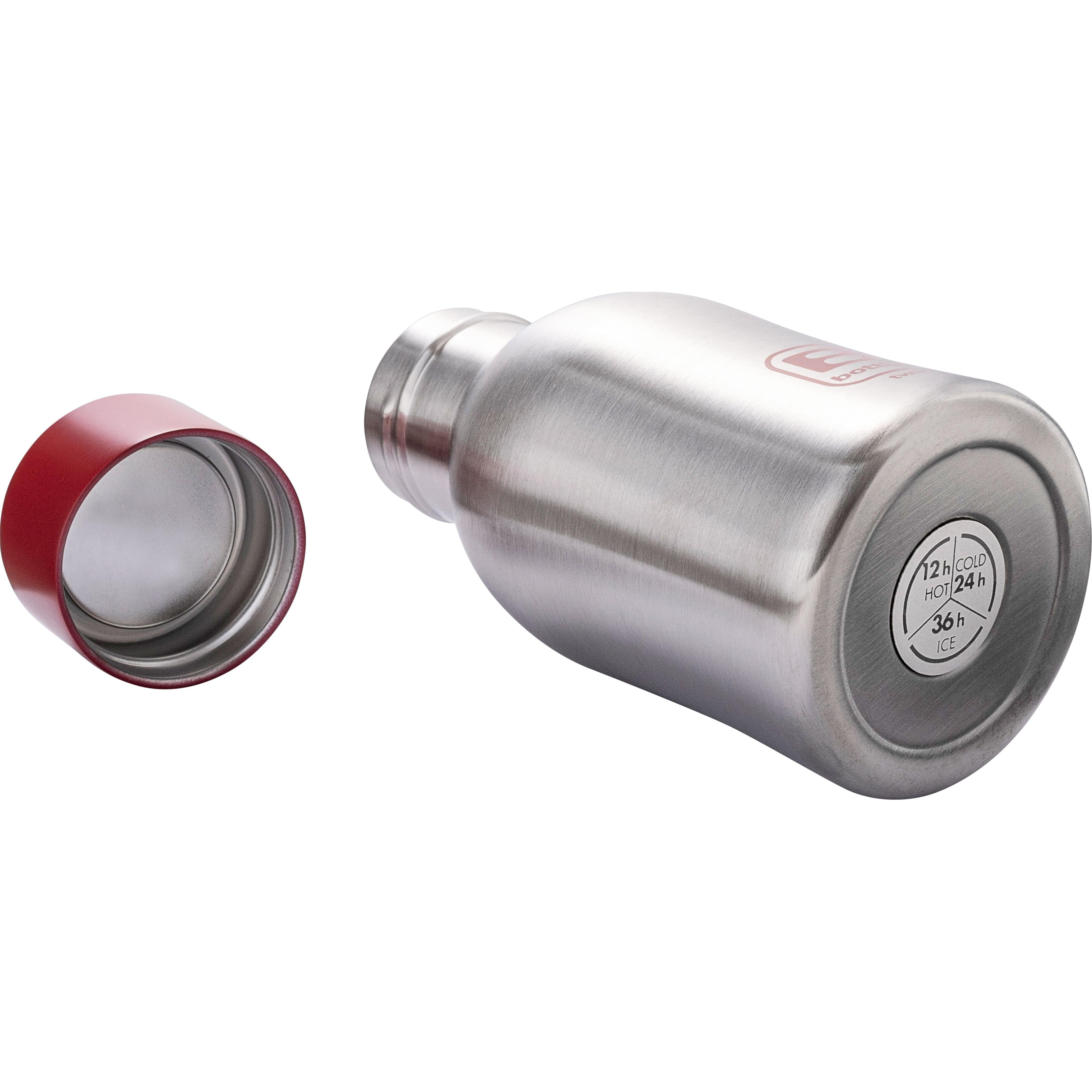 B Bottle  Twin 250 ml / 8.4 fl. oz  Steel Brushed Red Lid-Casa Bugatti USA