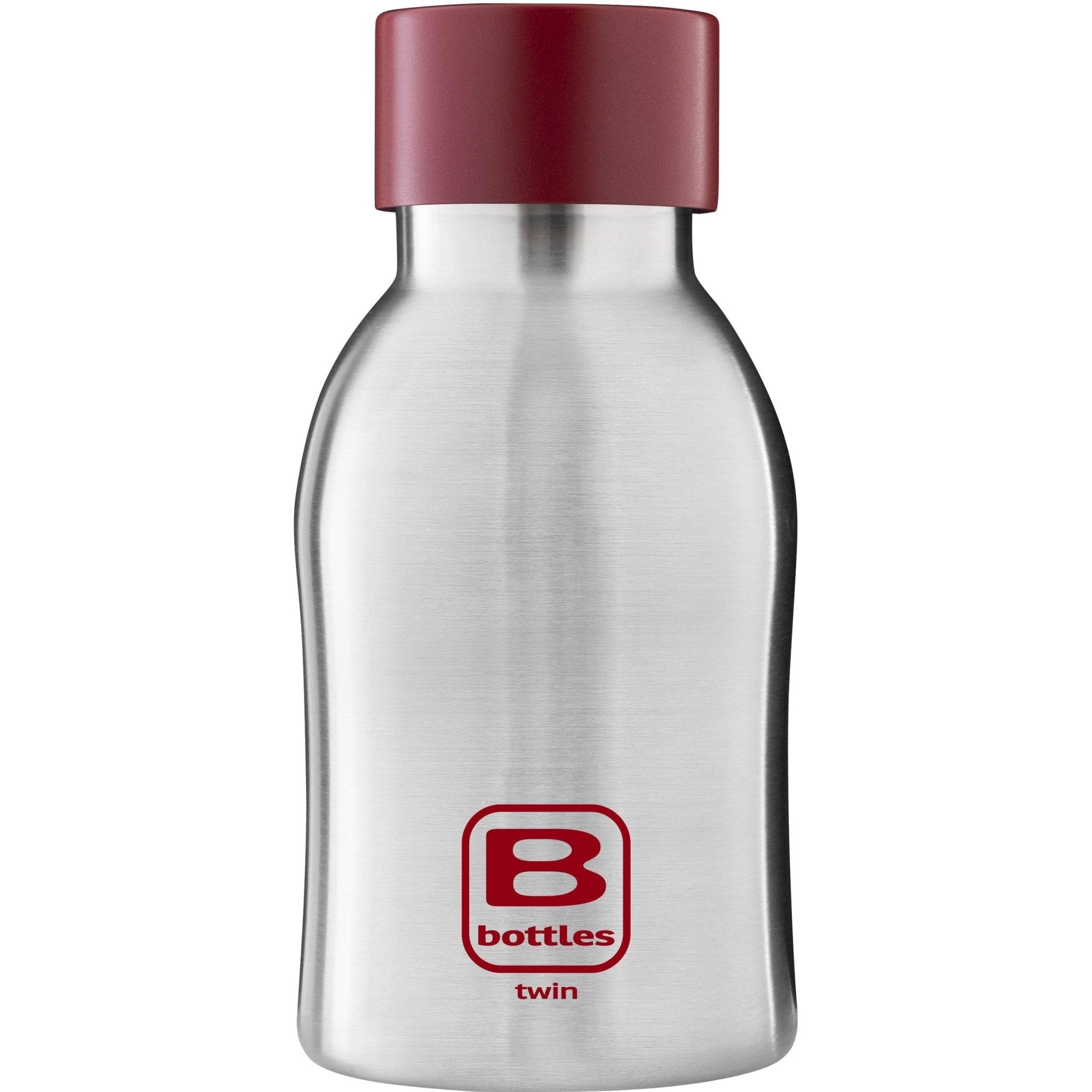 B Bottle  Twin 250 ml / 8.4 fl. oz  Steel Brushed Red Lid-Casa Bugatti USA