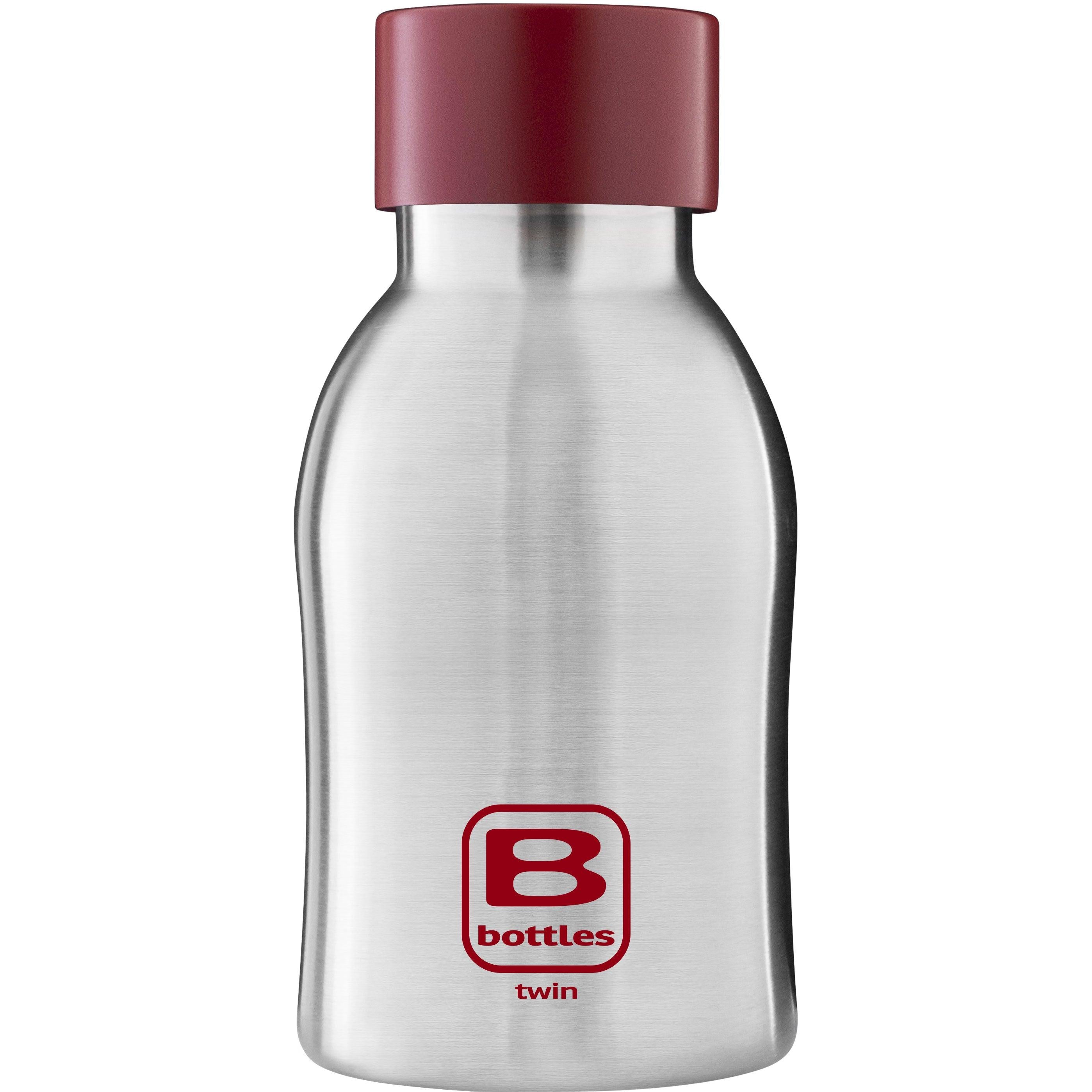 B Bottle  Twin 250 ml / 8.4 fl. oz  Steel Brushed Red Lid-Casa Bugatti USA