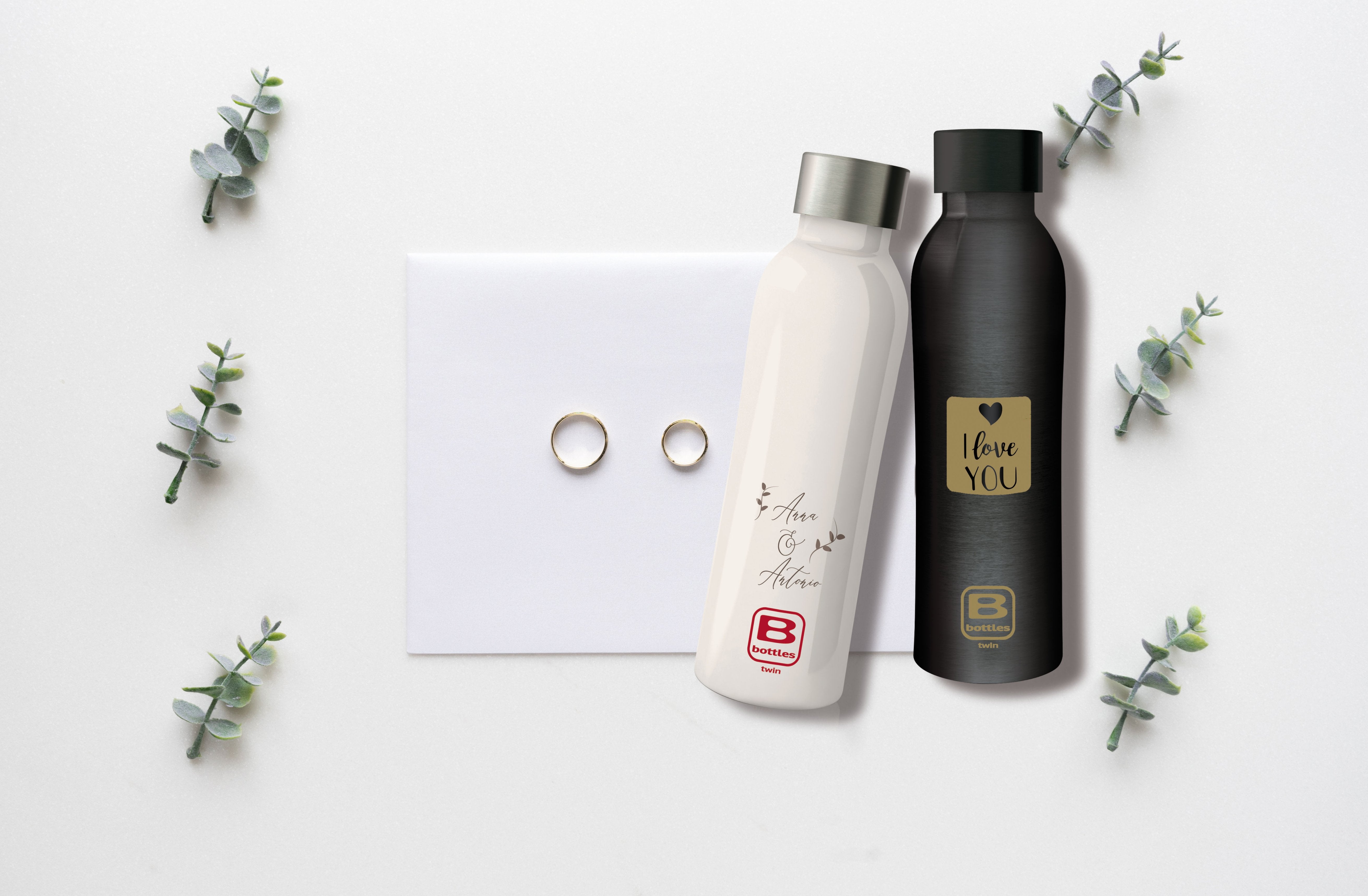 B Bottle  Twin 500 ml / 16.9 fl. oz.  Square Gold-Casa Bugatti USA