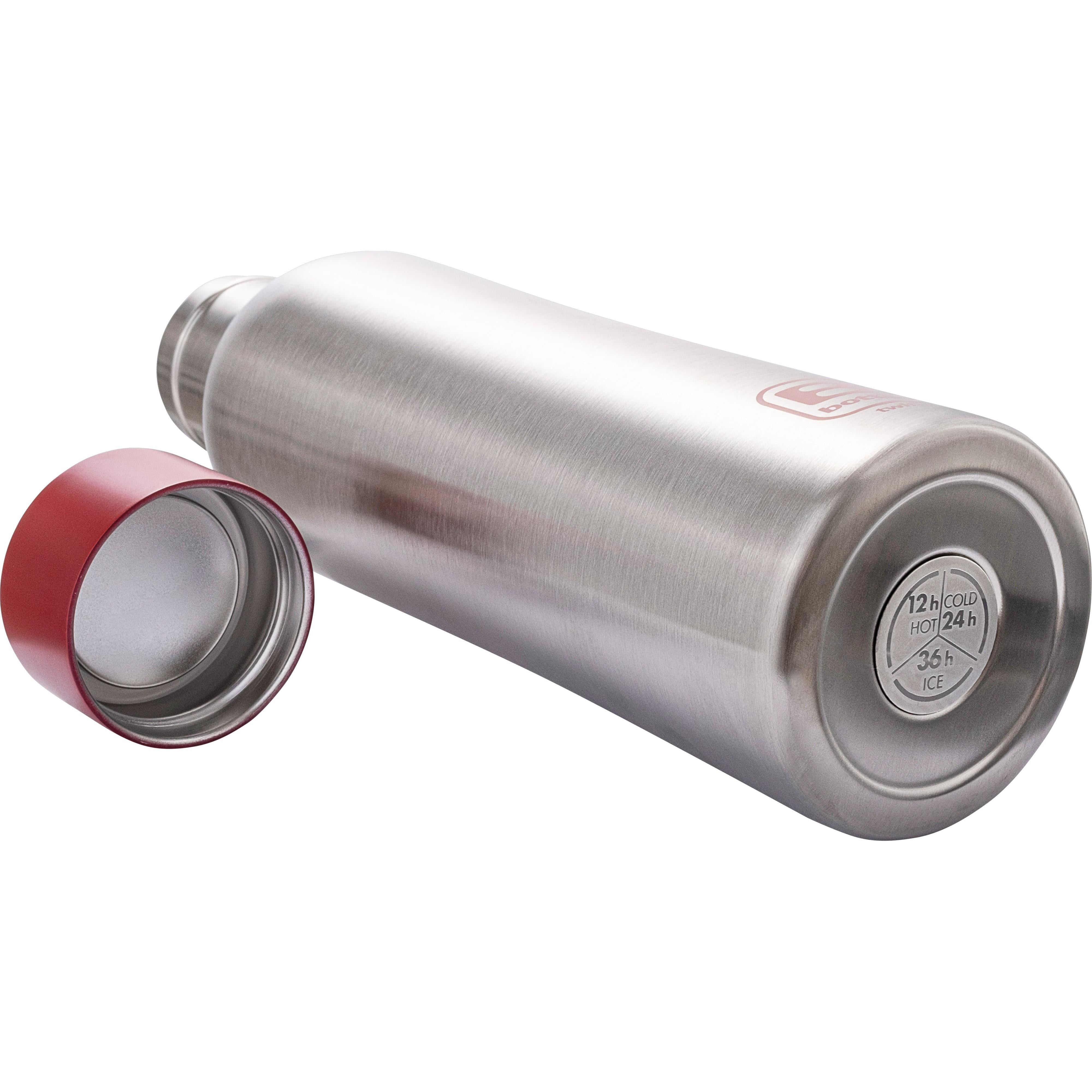 B Bottle  Twin 500 ml / 16.9 fl. oz.  Steel Brushed Red Lid-Casa Bugatti USA